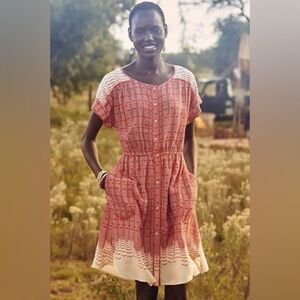 Anthropologie Maeve Shirt Dress Veronica button down Retro Chevron Pattern Small